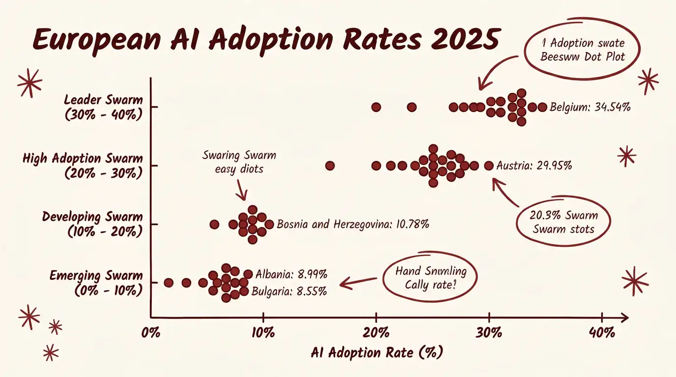 Artisanal Maroon Sketch theme on a Beeswarm Dot Plot