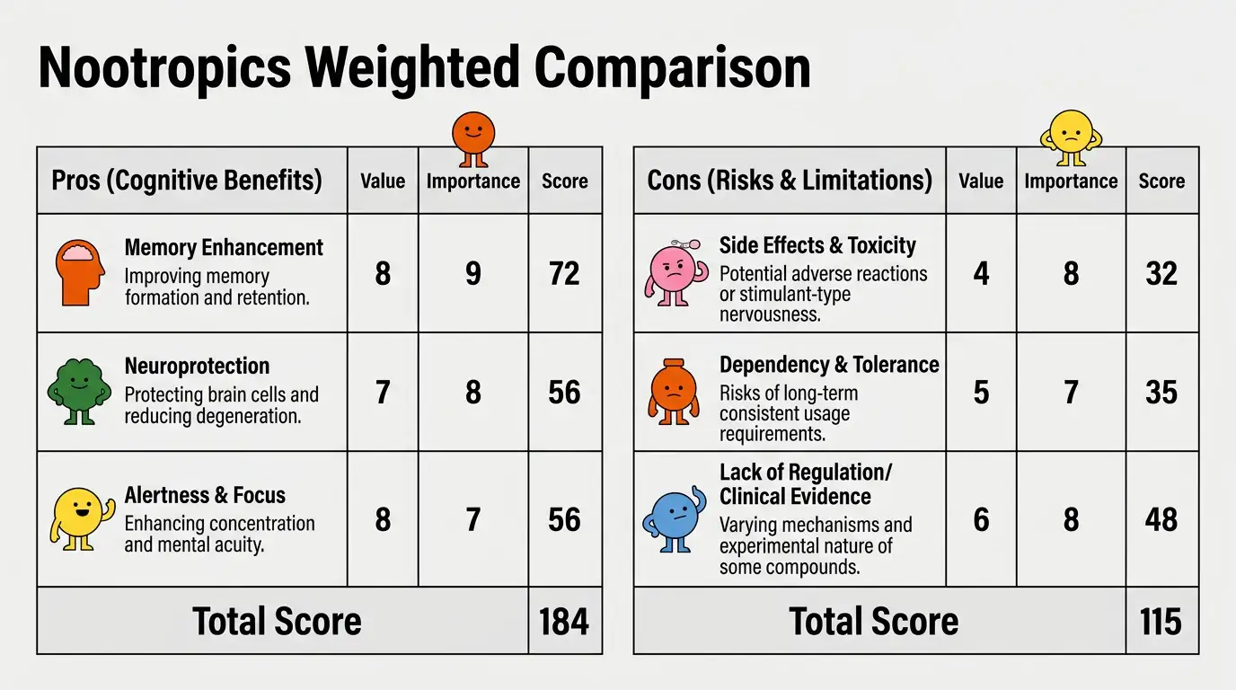 Corporate Pop Character theme on a Weighted Comparison Table