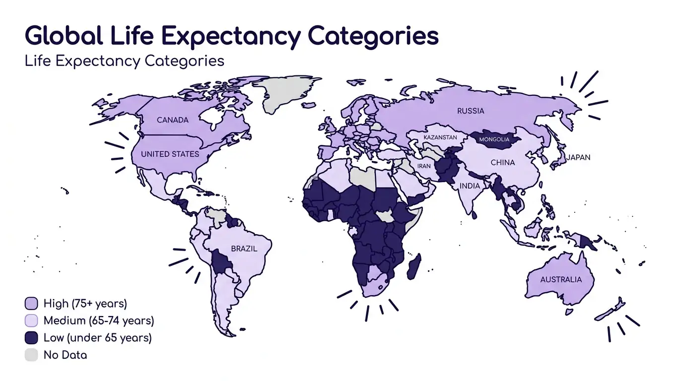 Playful Hand-Drawn Lavender theme on a World Choropleth Map