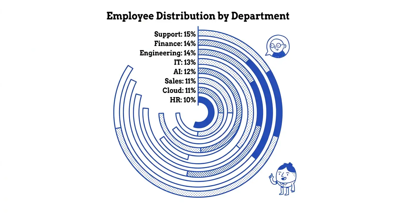 Blue Line Indie theme on a Radial Bar Chart