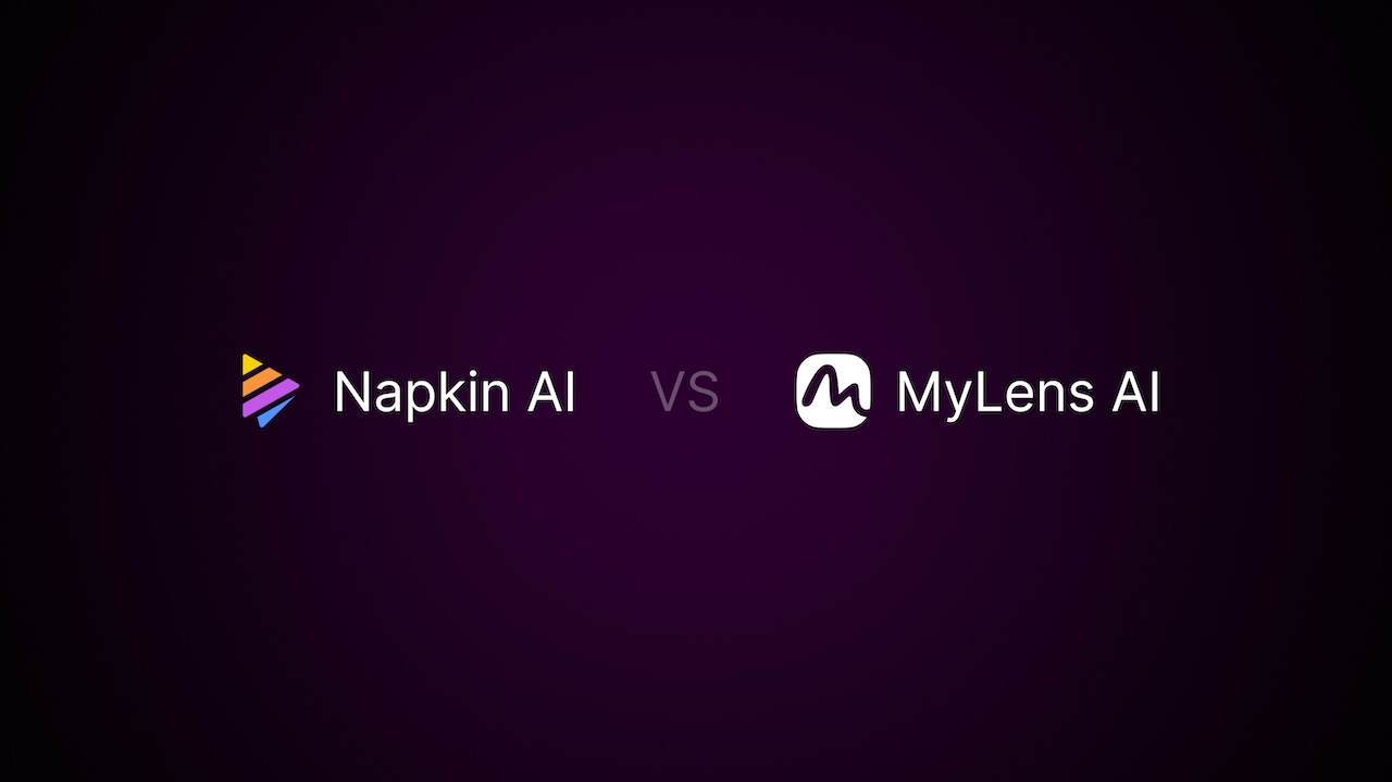 Comprehensive comparison between Napkin AI and MyLens AI platforms