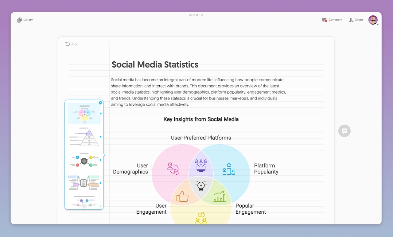 Napkin AI interface and features