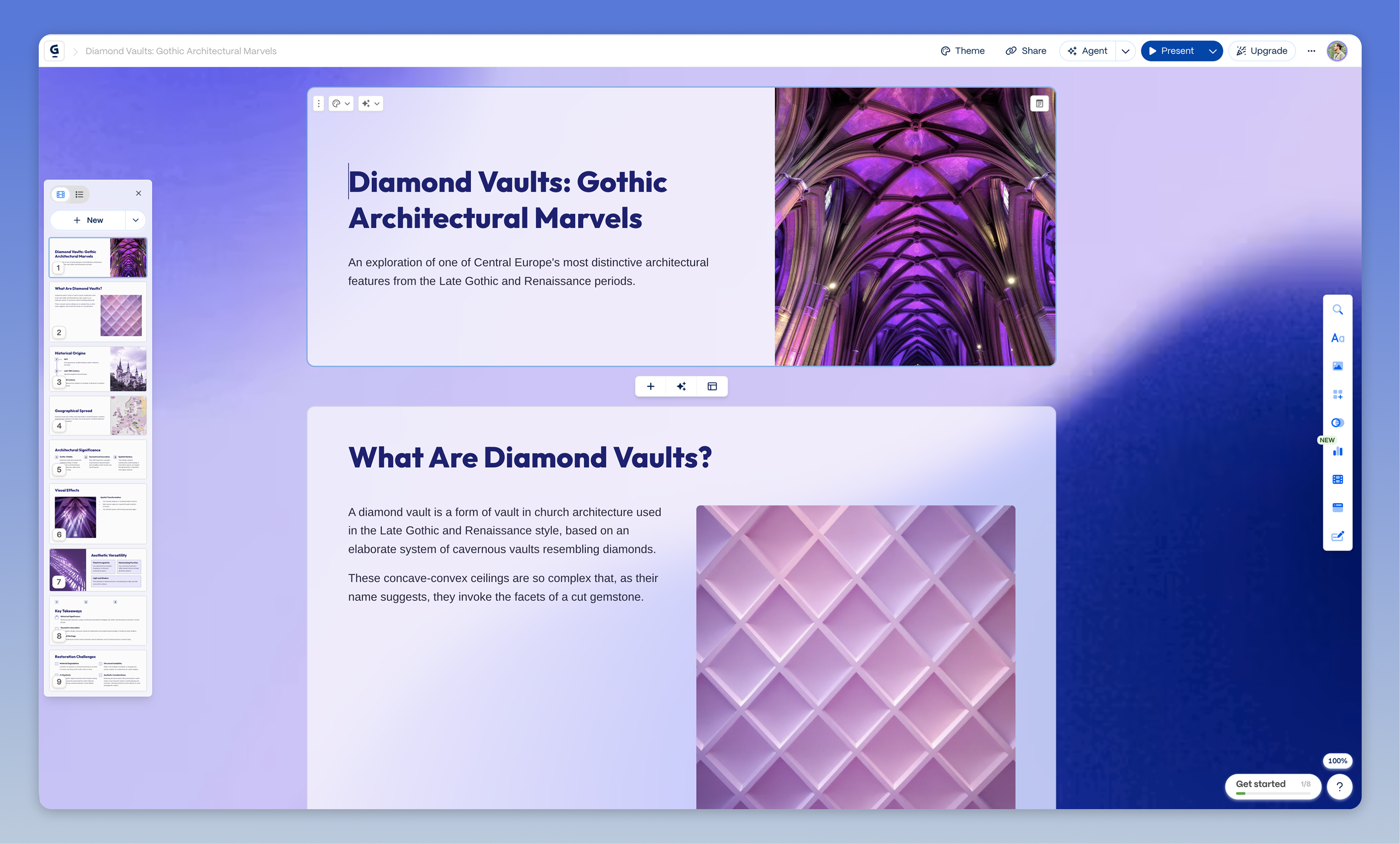 Gamma interface and presentation output