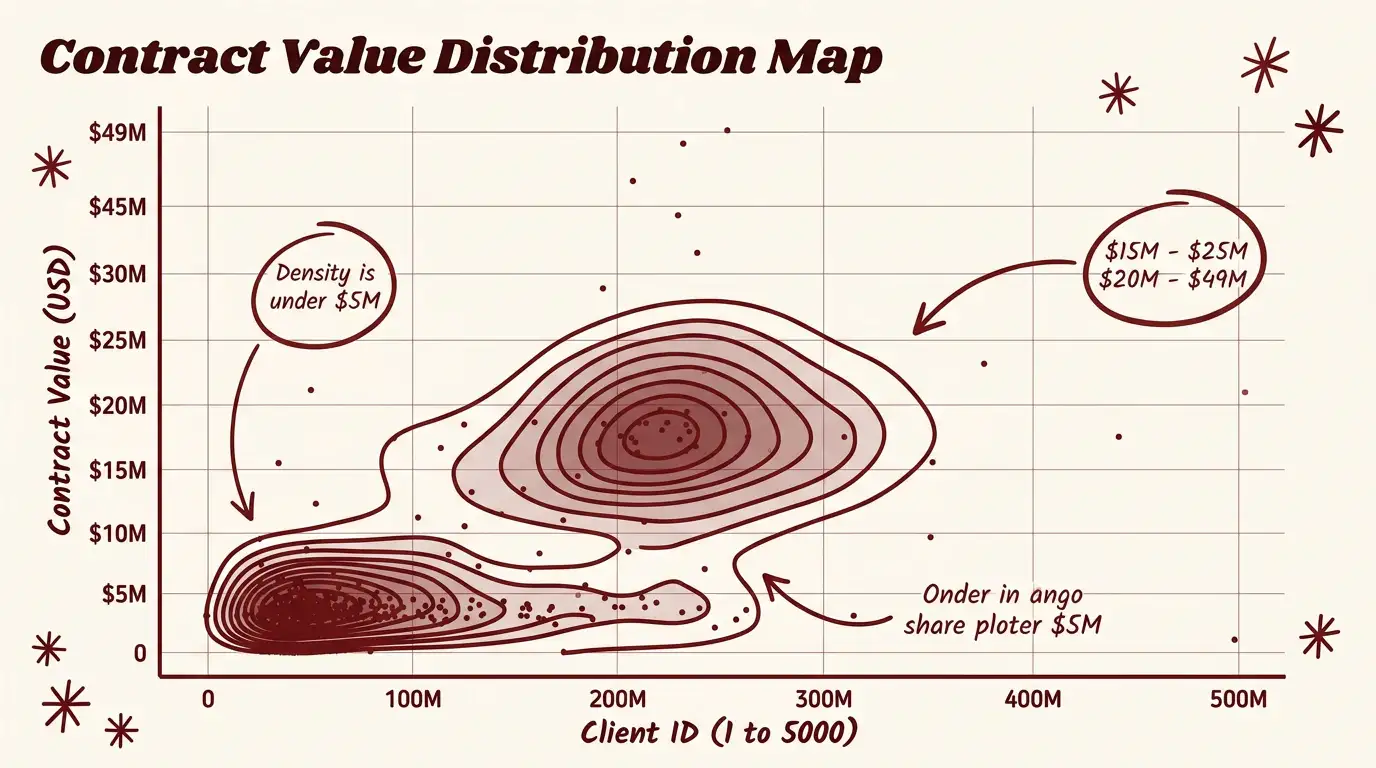 Artisanal Maroon Sketch theme on a Density Contour Map