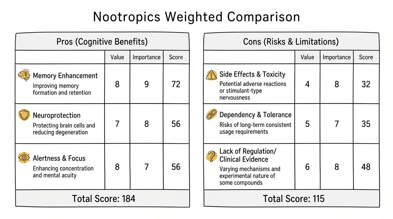 Playful Doodle Sketch theme on a Weighted Comparison Table