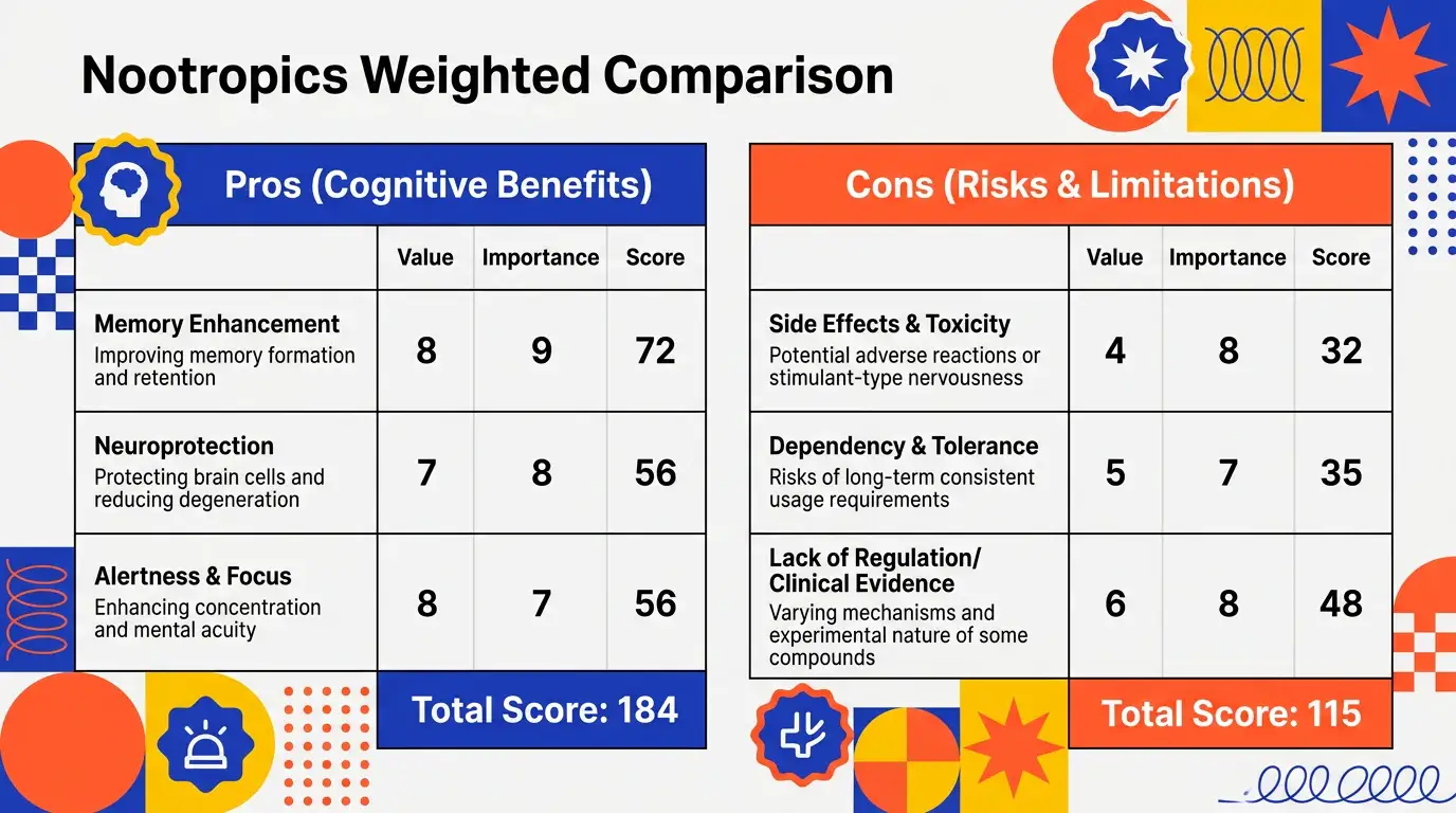 Bold Geometric Play theme on a Weighted Comparison Table