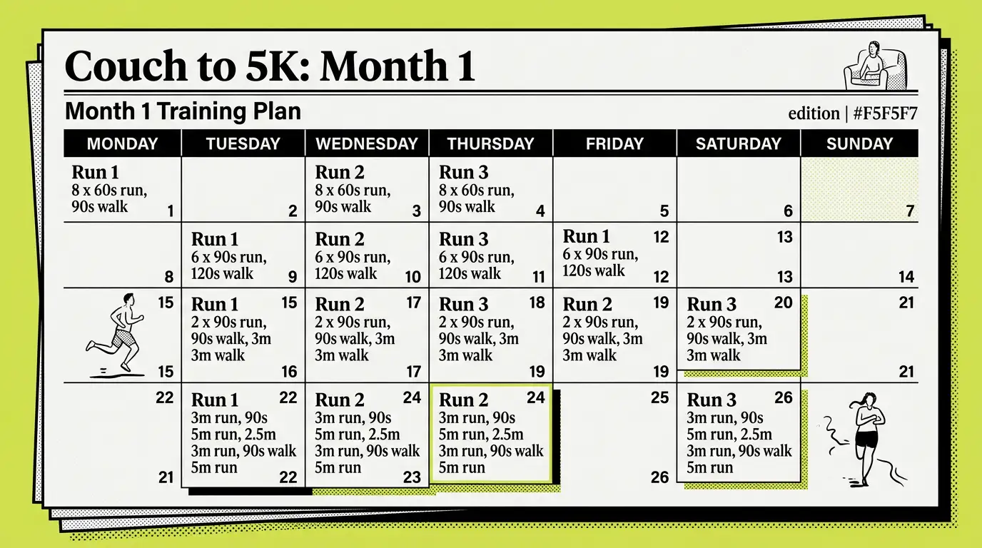 Retro Editorial Pop theme on a Monthly Planner Grid