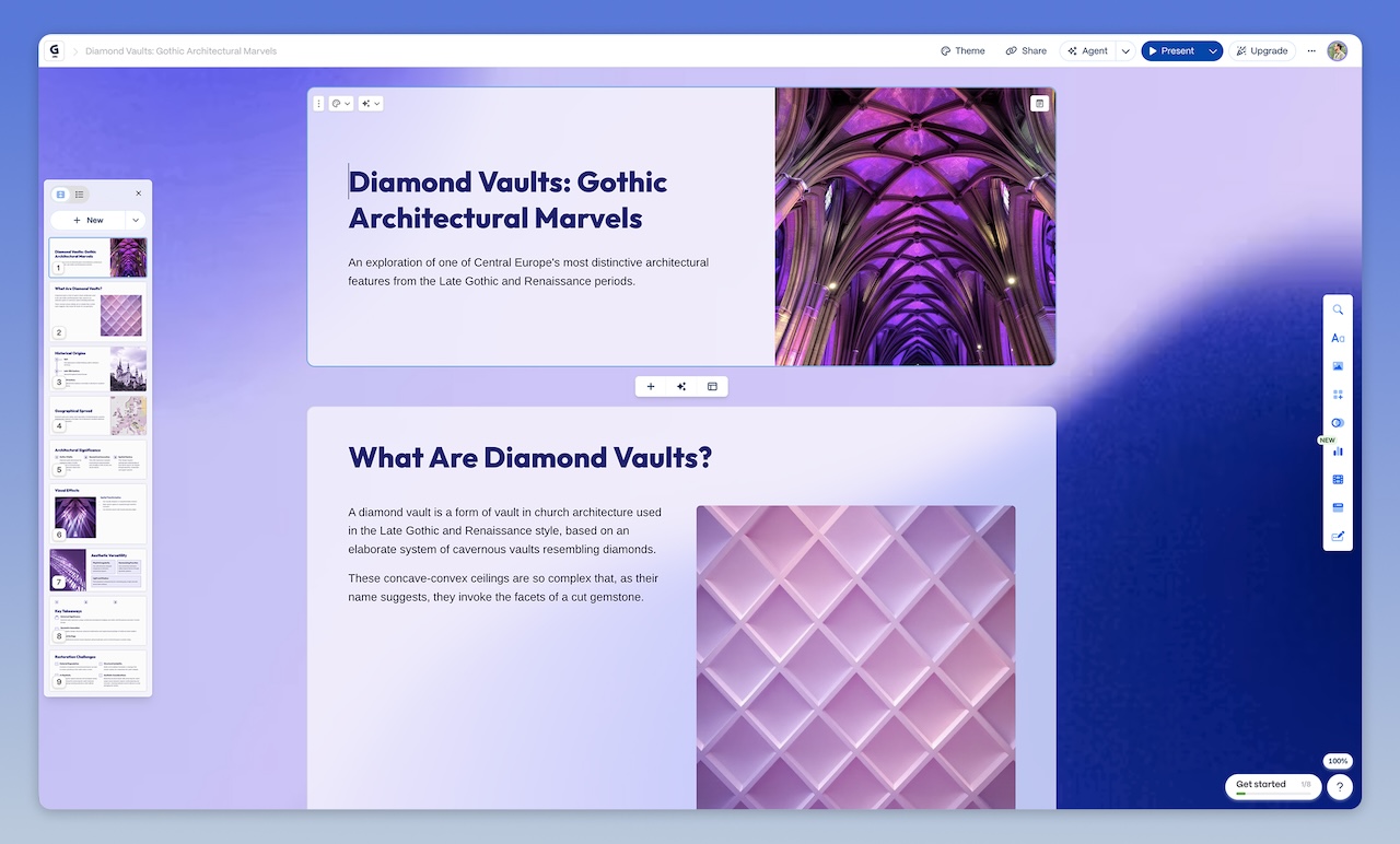 Gamma interface and presentation output