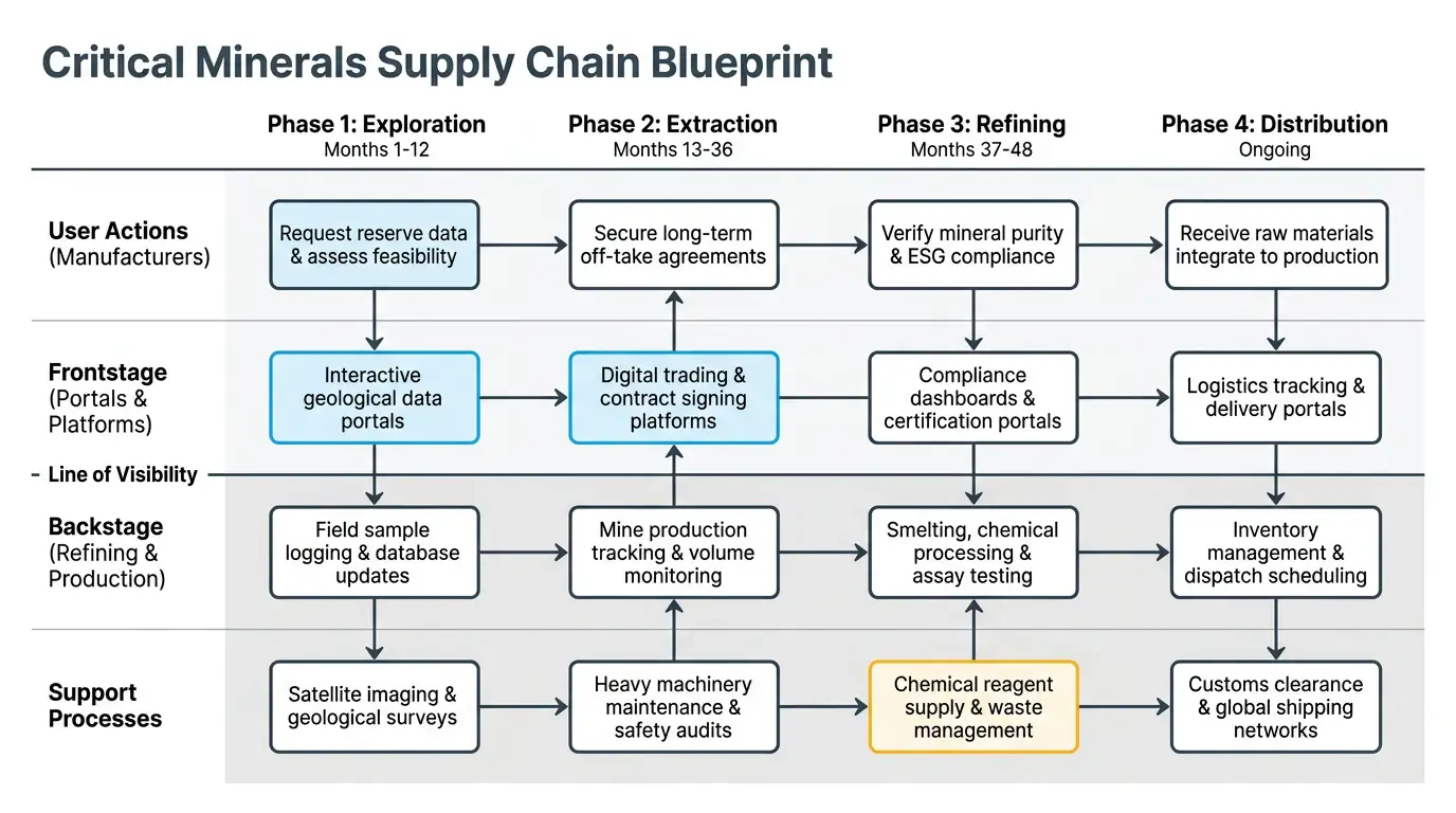 Clean Line Illustration theme on a Service Blueprint Map