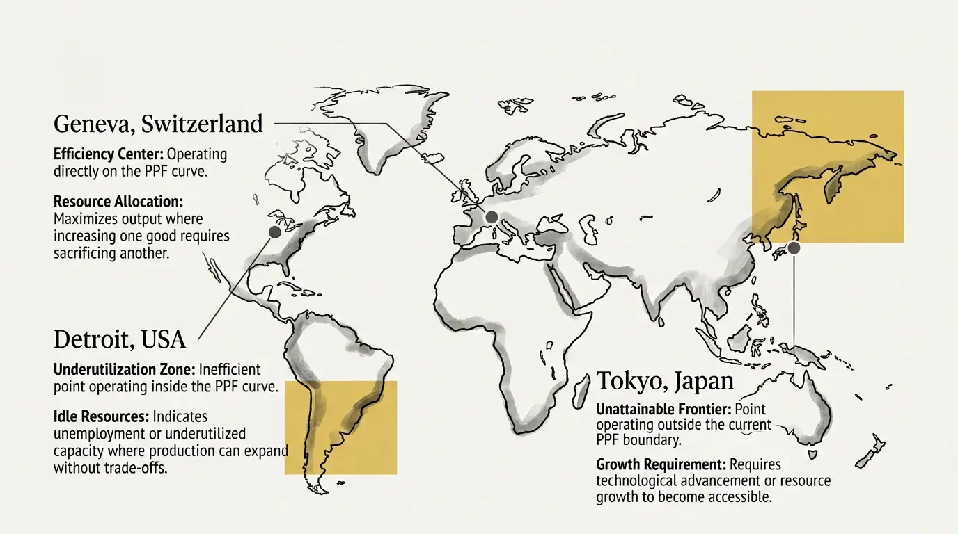Hand-Drawn Editorial Classic theme on a Geographic Point Map